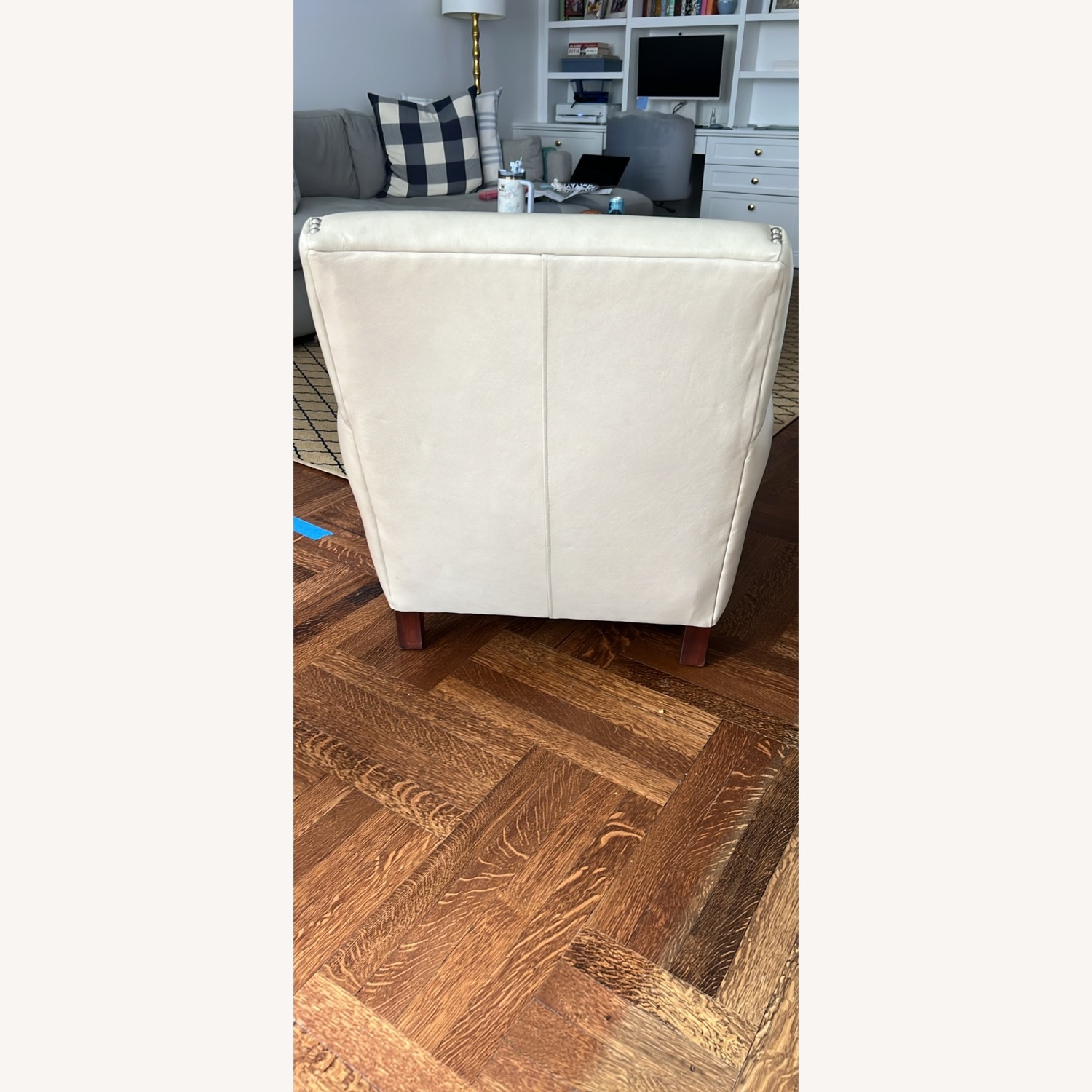 Bloomingdale's Taupe Genuine Leather Armchair - image-3