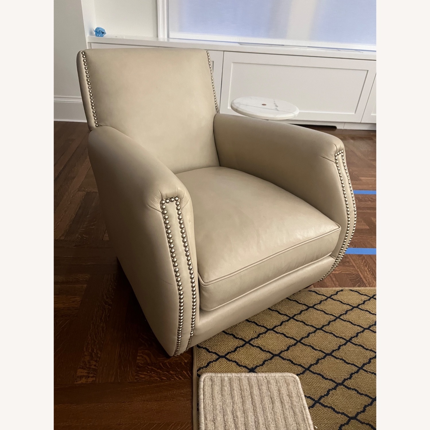Bloomingdale's Taupe Genuine Leather Armchair - image-1