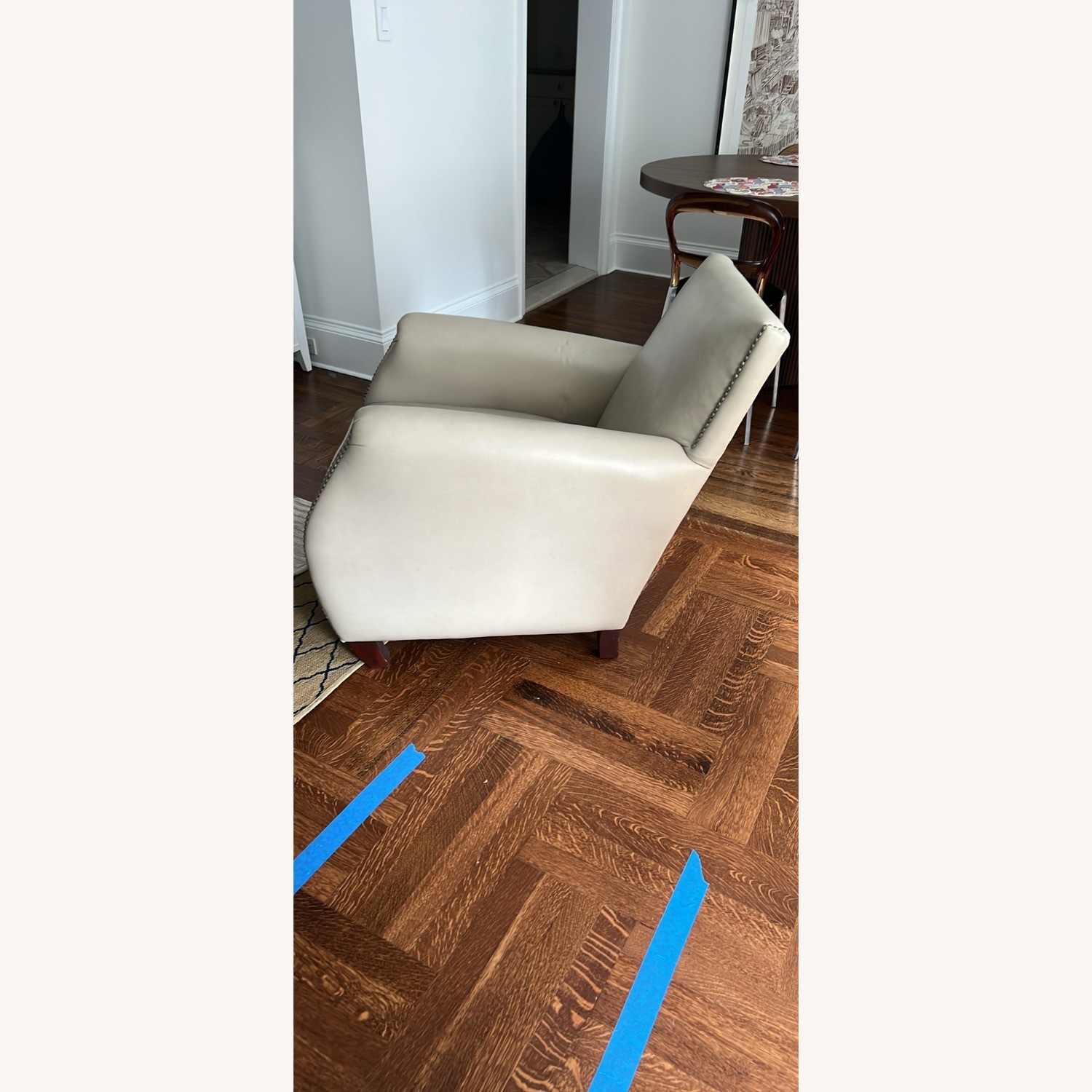Bloomingdale's Taupe Genuine Leather Armchair - image-4