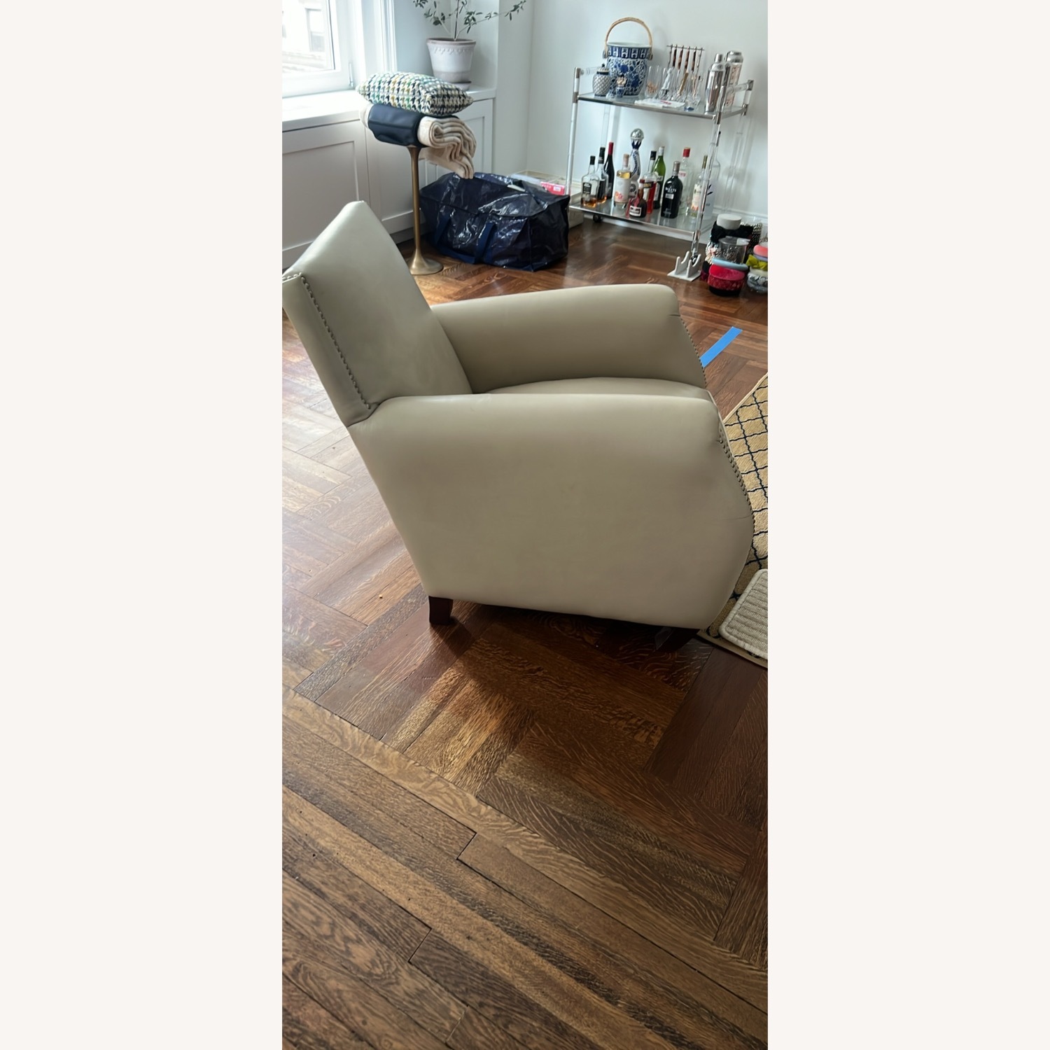 Bloomingdale's Taupe Genuine Leather Armchair - image-2