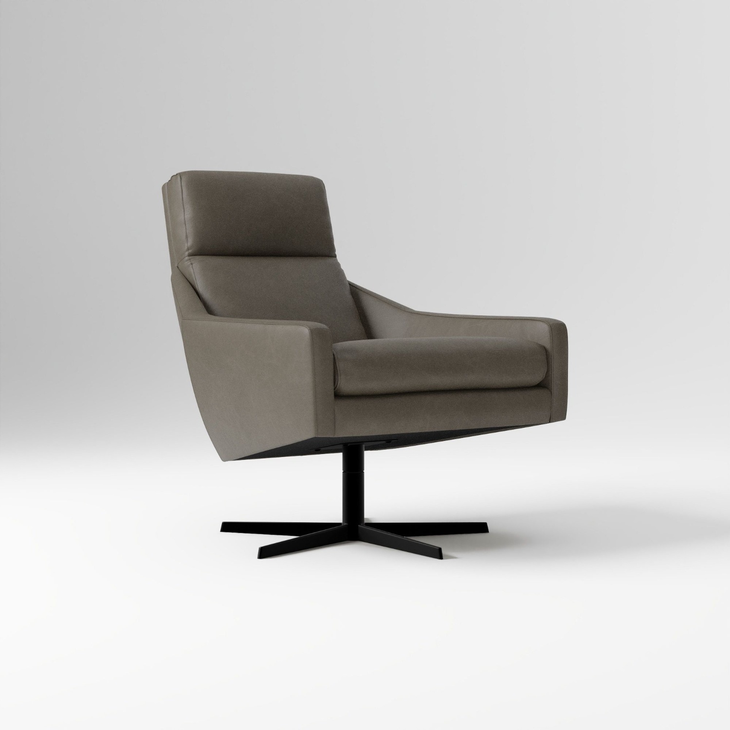 West Elm Austin Dark Gray Leather Armchair - image-5