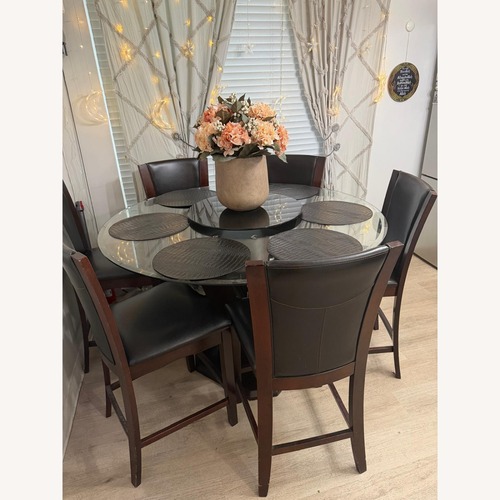 Used Venice 5-pc 54" Glass Counter-Height Dining Set for sale on AptDeco