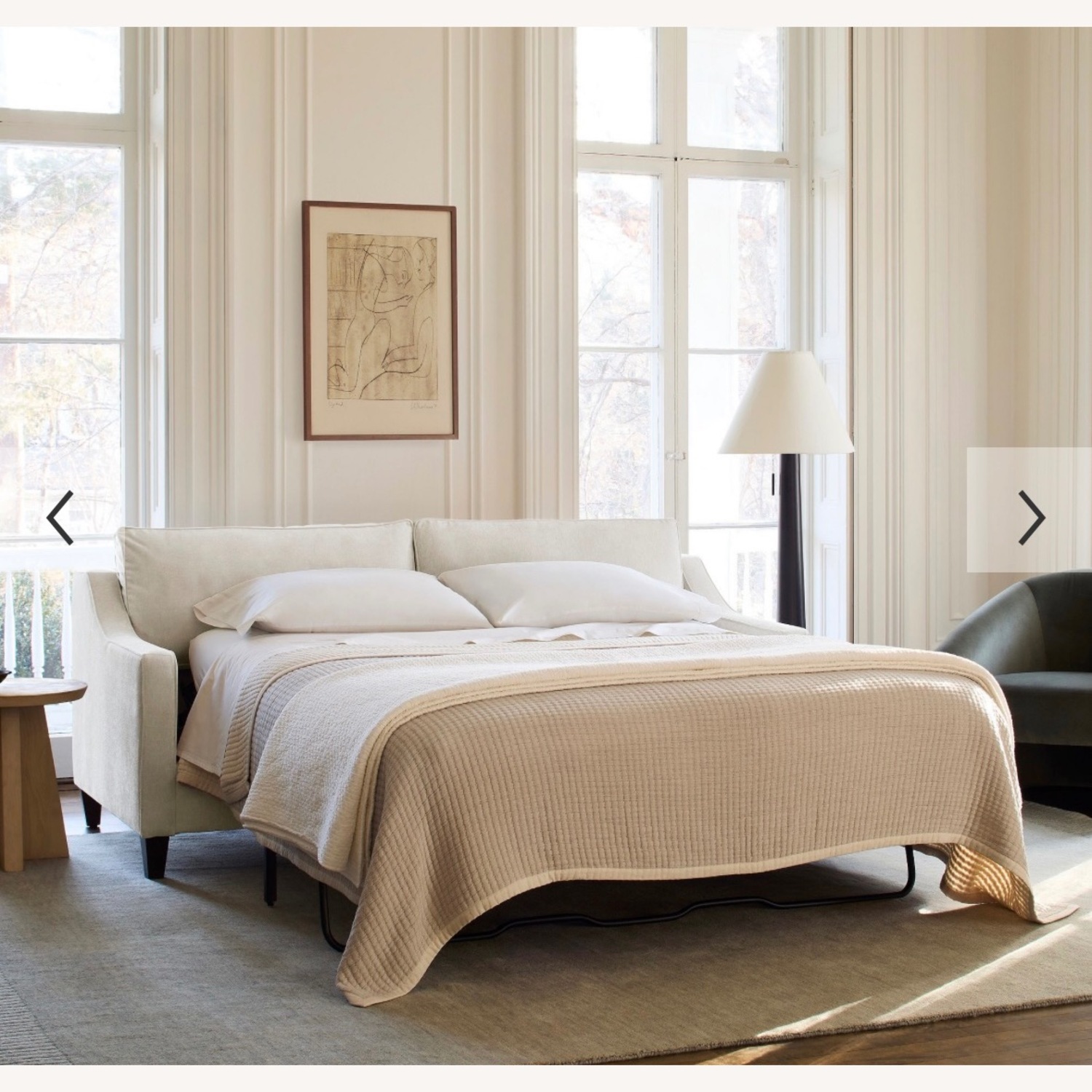 West Elm Paidge Blue Velvet Sleeper Sofa - image-2