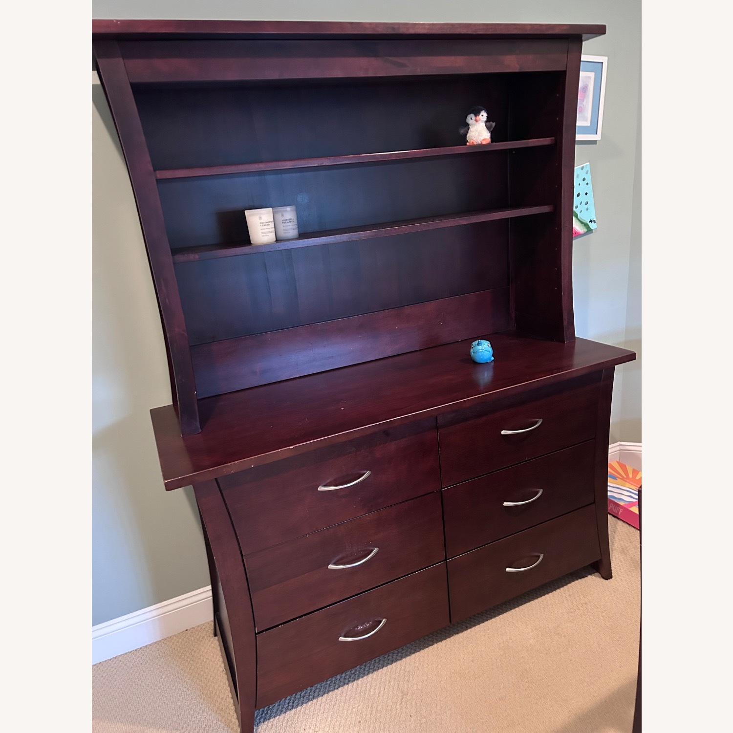 Italian Style Double Dresser with Matching Hutch - image-2