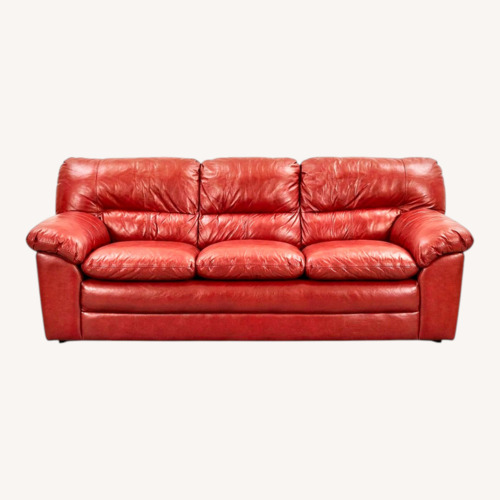 Used Red Faux Leather 3+ Seater Sofa for sale on AptDeco