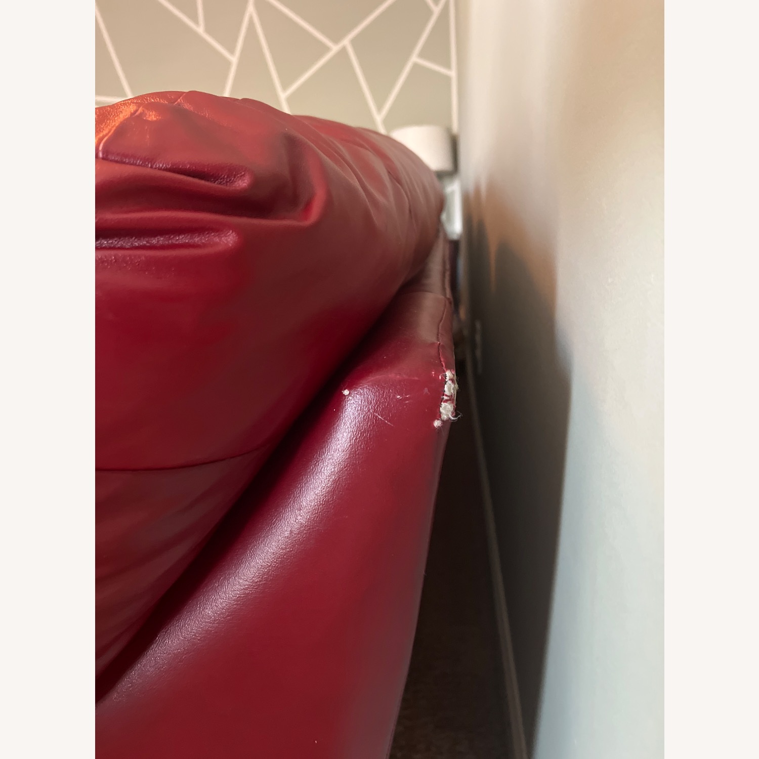 Red Faux Leather 3+ Seater Sofa - image-4