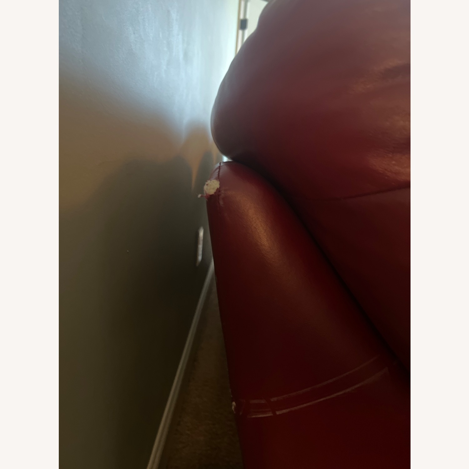 Red Faux Leather 3+ Seater Sofa - image-5