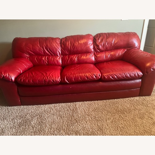 Used Red Faux Leather 3+ Seater Sofa for sale on AptDeco