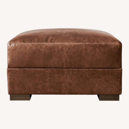 Used Restoration Hardware Dark Brown Leather Ottoman for sale on AptDeco