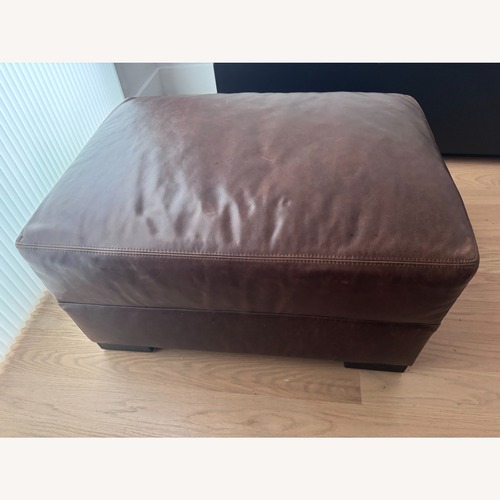 Used Restoration Hardware Dark Brown Leather Ottoman for sale on AptDeco