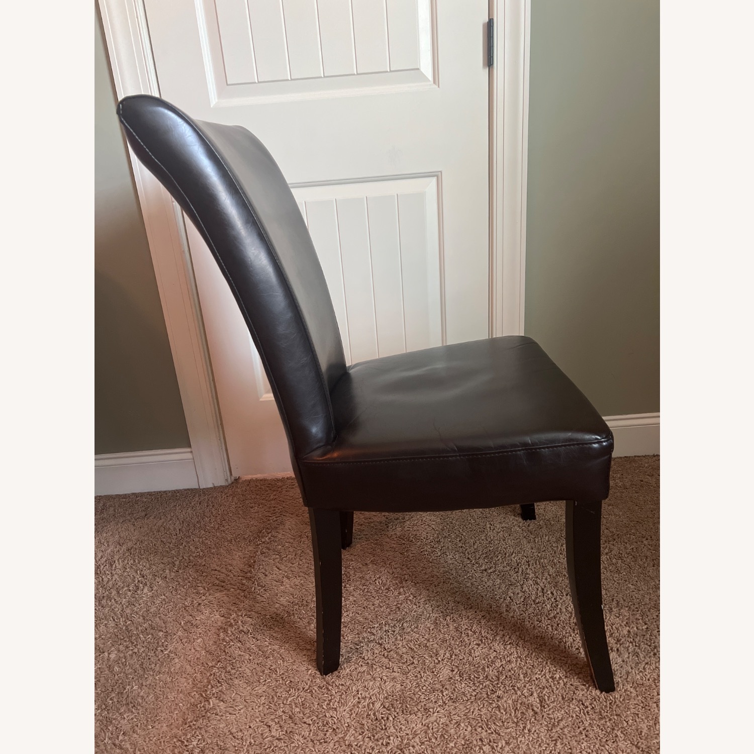 Dark Brown Faux Leather Dining Chairs - image-2