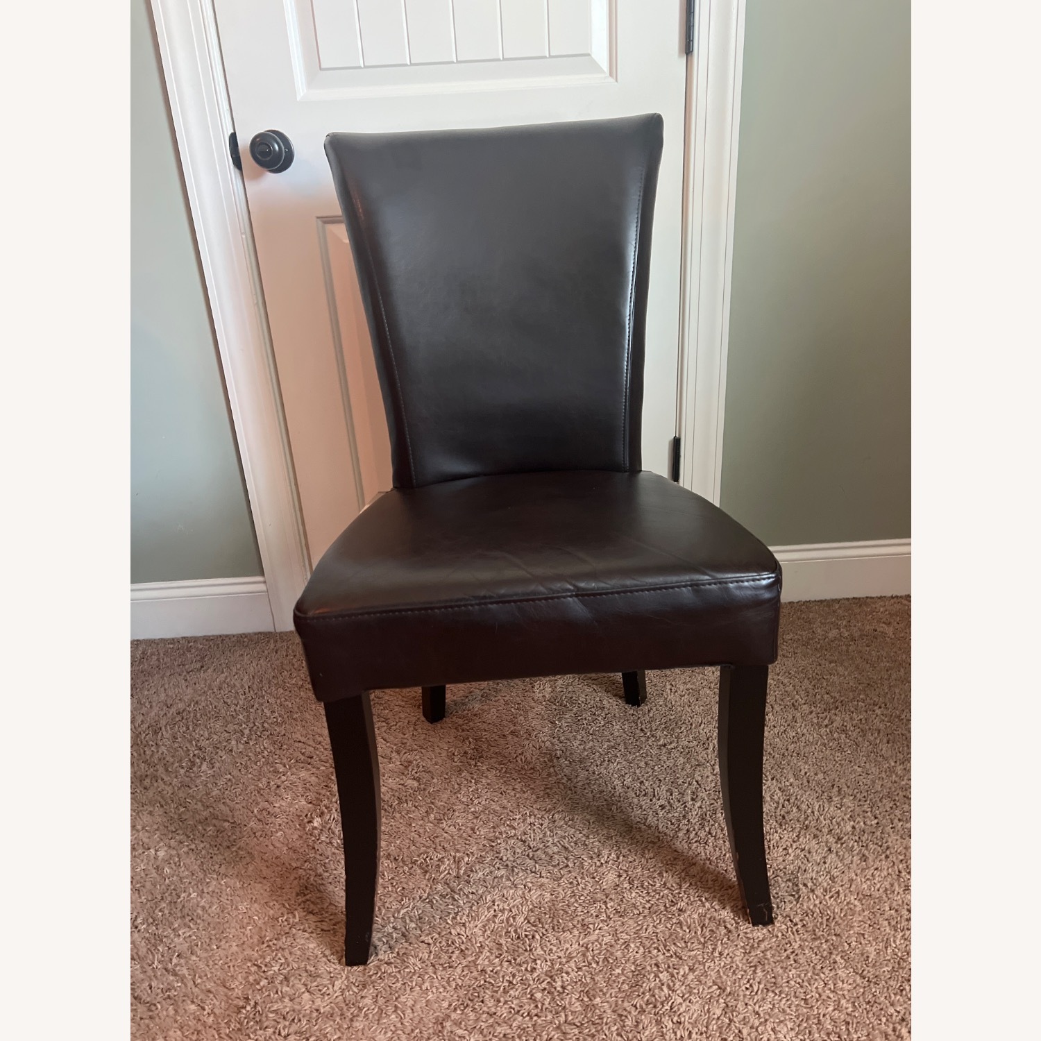 Dark Brown Faux Leather Dining Chairs - image-3