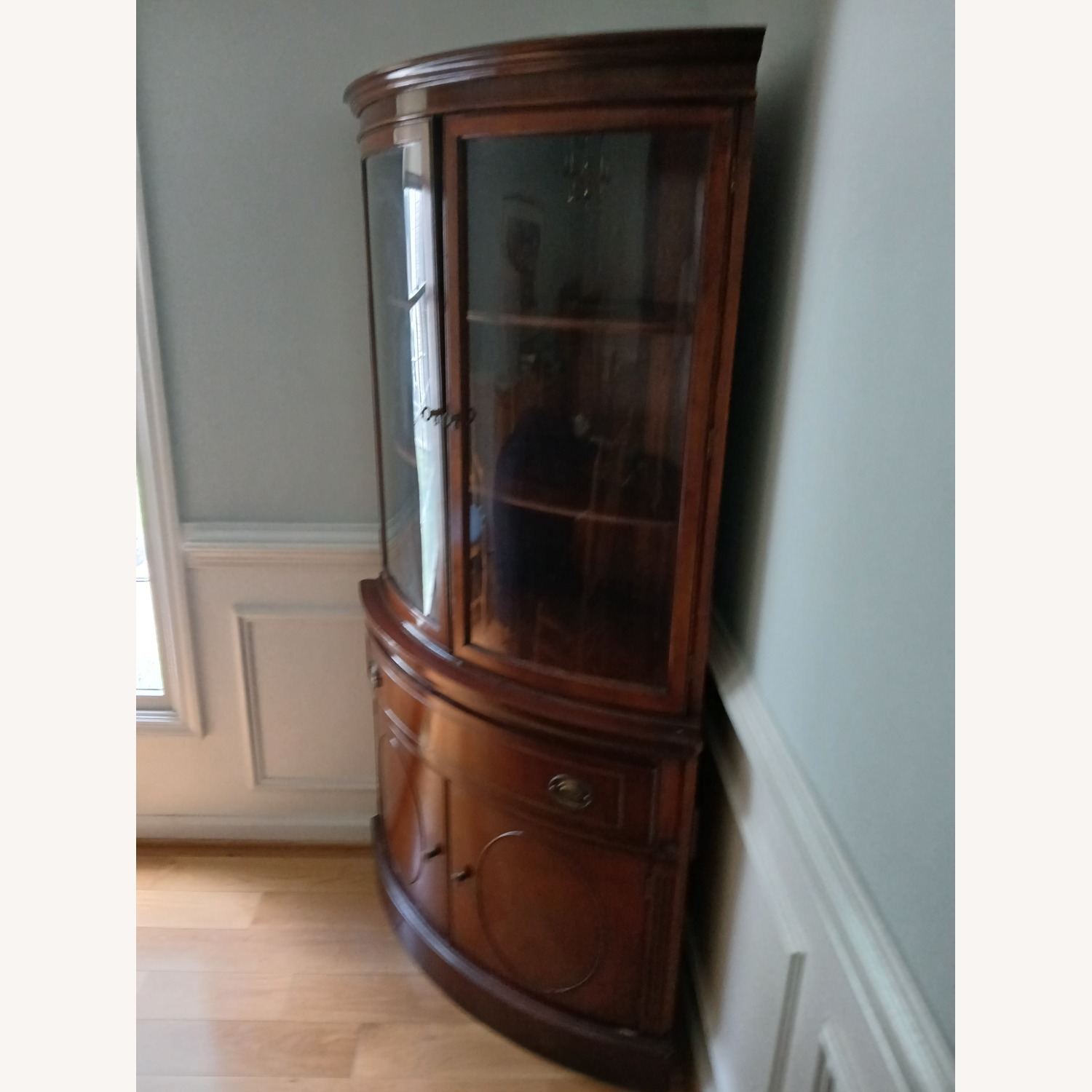 Vintage Dark Brown Wood Corner (China) Cabinet - image-2