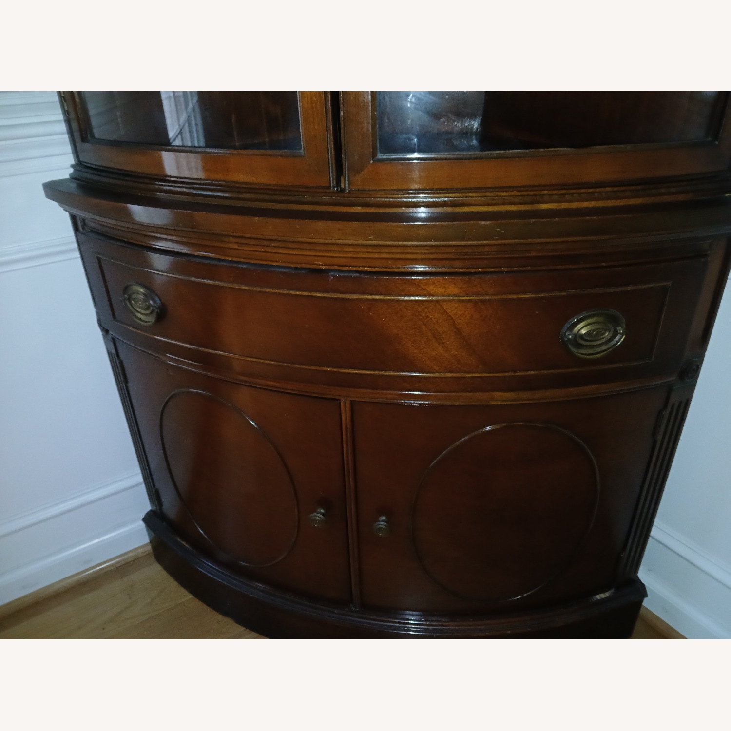 Vintage Dark Brown Wood Corner (China) Cabinet - image-3