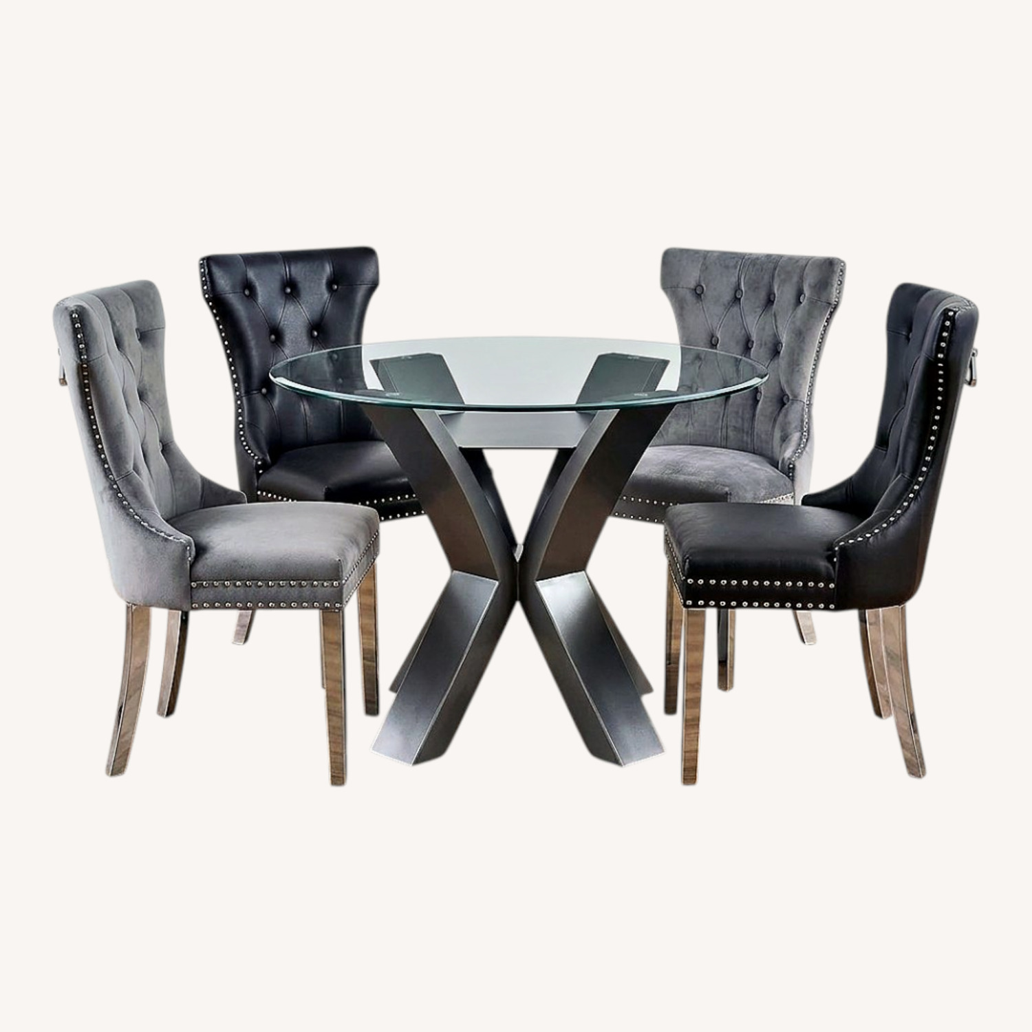 4 Chair Dining Set Multi Color Texture - image-0
