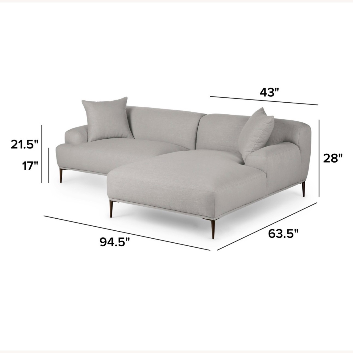Article Light Gray Fabric 2 Piece Sectional - image-4