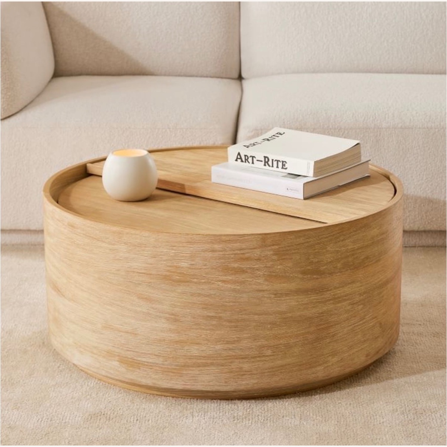 West Elm Volume Round Storage Drum Coffee Table - image-4