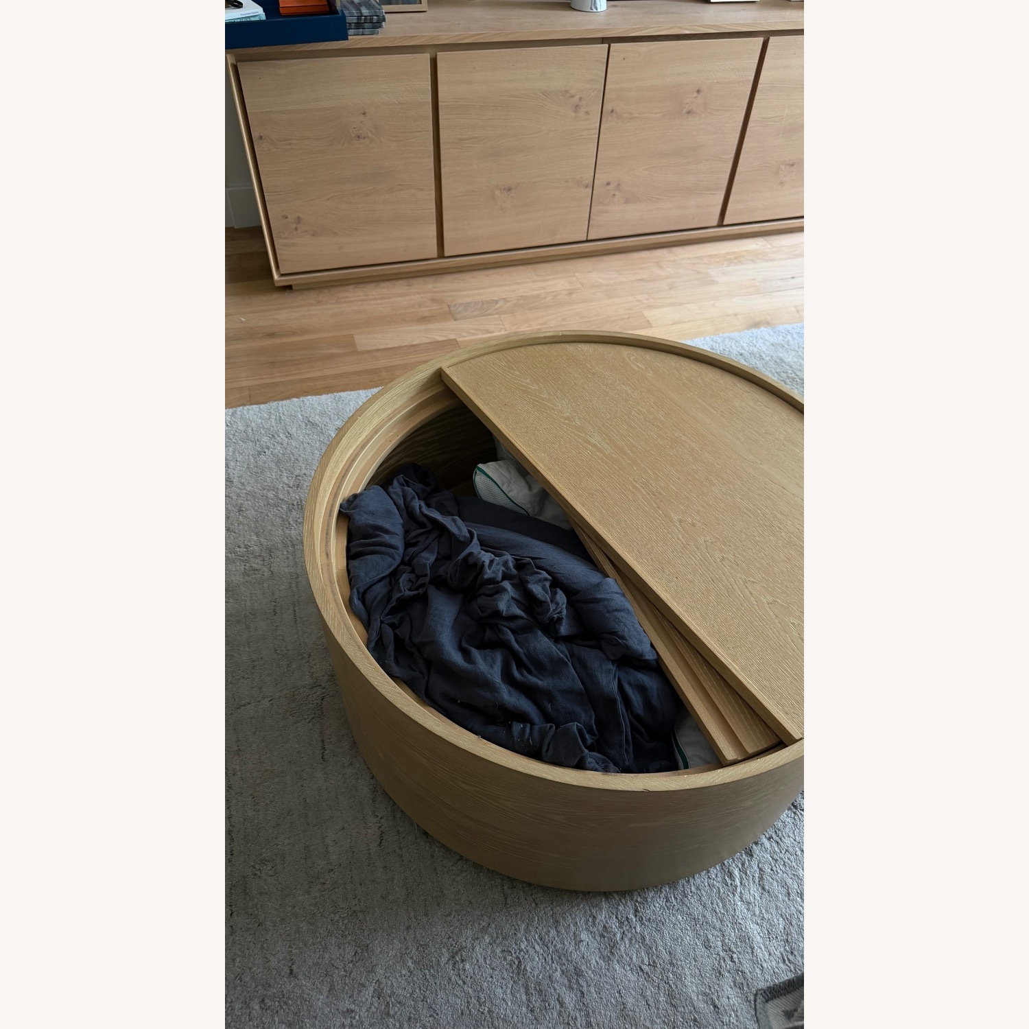 West Elm Volume Round Storage Drum Coffee Table - image-3