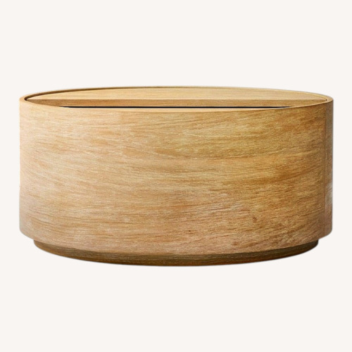 Used West Elm Volume Round Storage Drum Coffee Table for sale on AptDeco