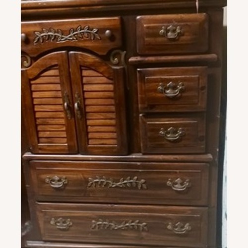 Used Vintage/Antique Finds Dark Brown Wood King Bed for sale on AptDeco