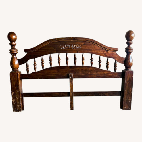 Used Vintage/Antique Finds Dark Brown Wood King Bed for sale on AptDeco