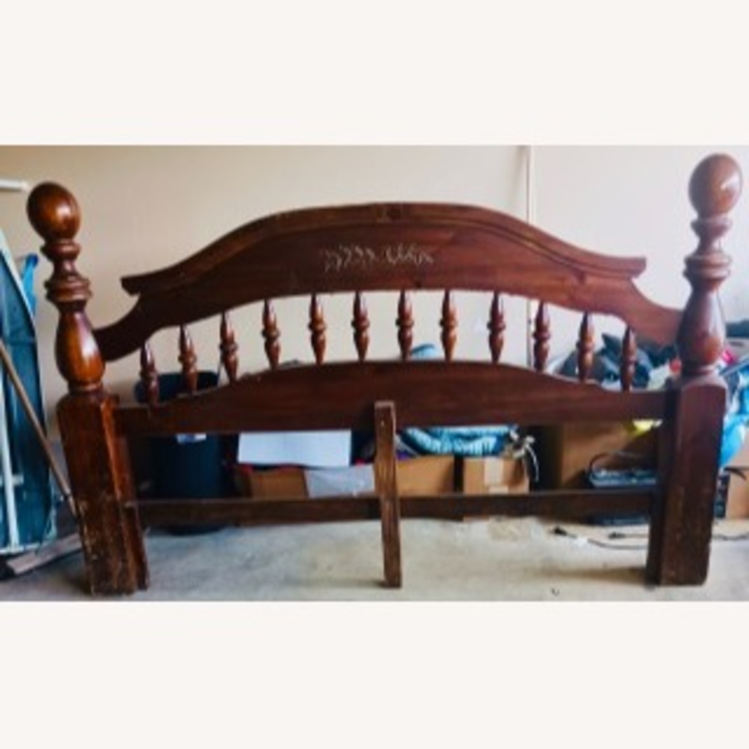 Vintage/Antique Finds Dark Brown Wood King Bed - image-4