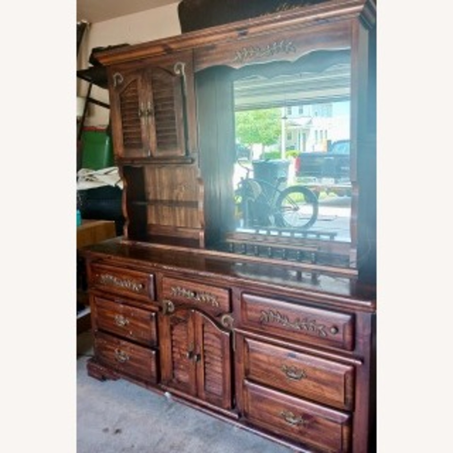 Vintage/Antique Finds Dark Brown Wood King Bed - image-2
