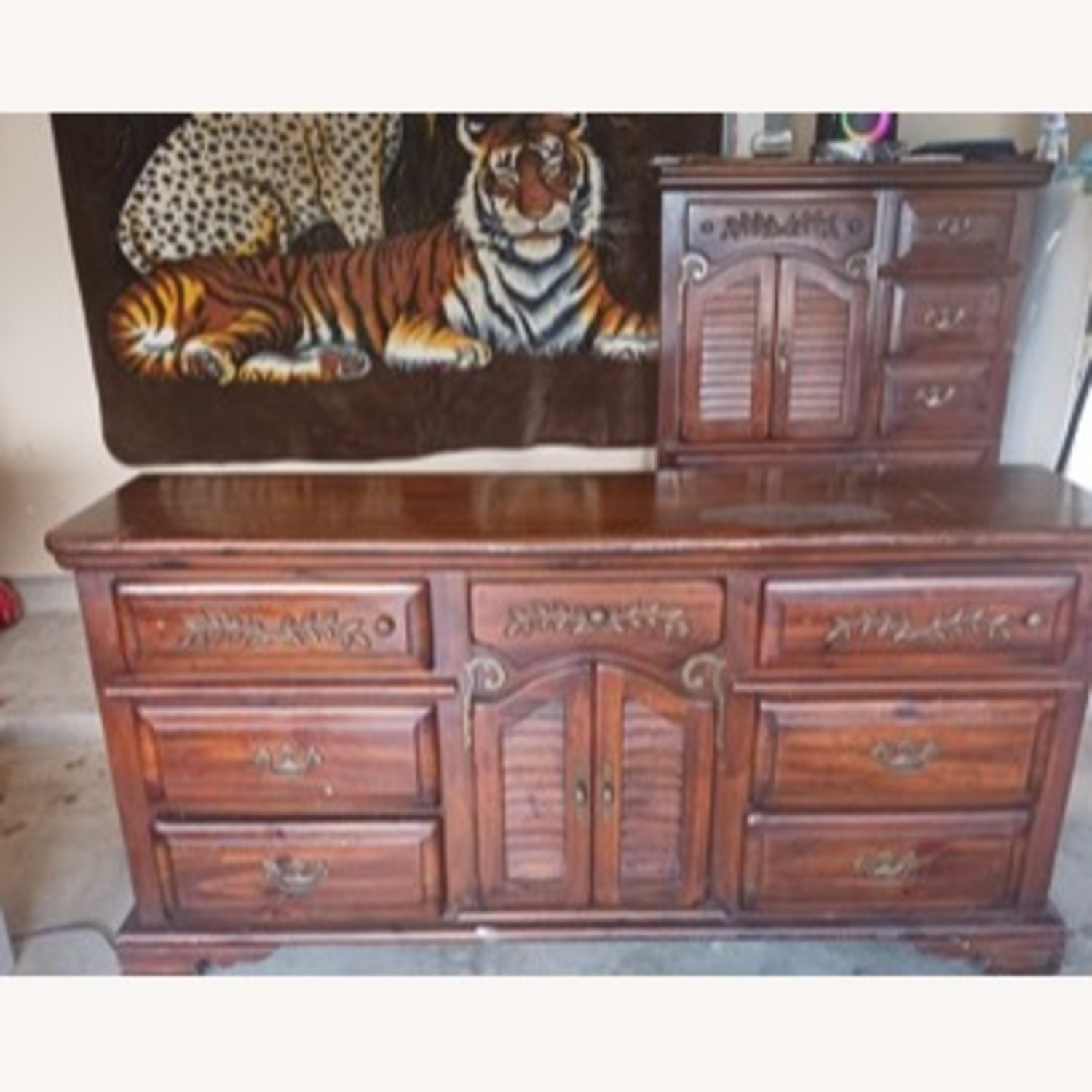 Vintage/Antique Finds Dark Brown Wood King Bed - image-3