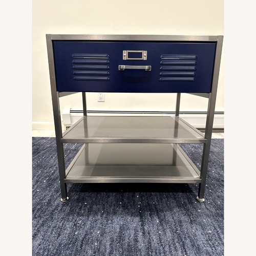 Used Pb Teen Locker Blue Metal Nightstand for sale on AptDeco