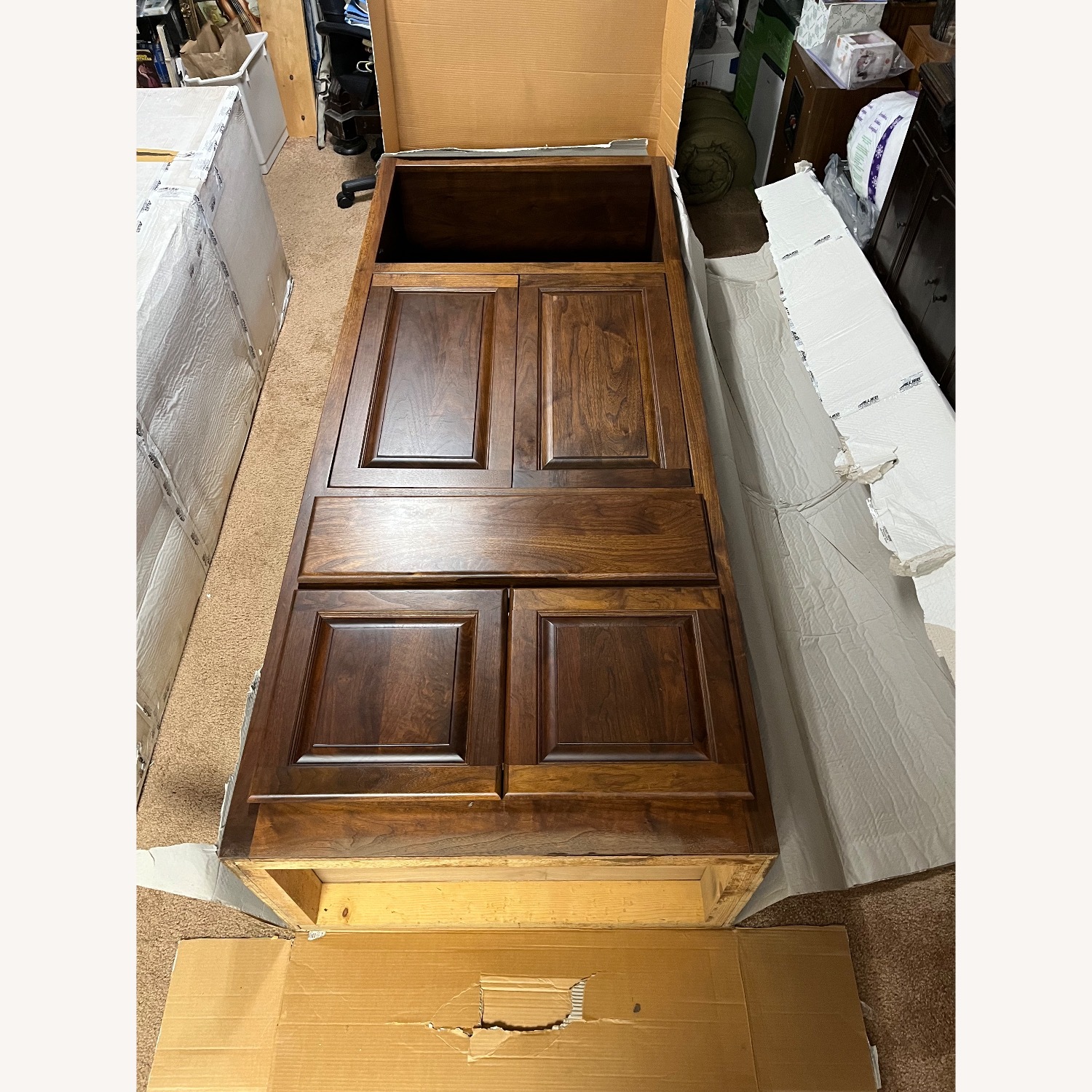 Wall Unit Dark Brown Solid Oak Wood - image-3