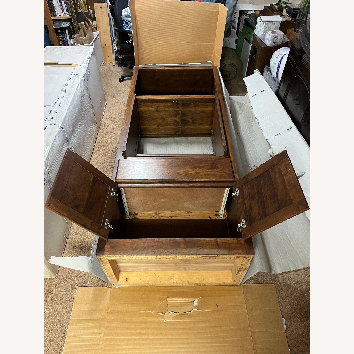 Wall Unit Dark Brown Solid Oak Wood - image-4