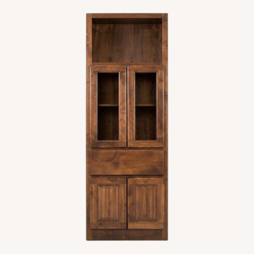 Used Wall Unit Dark Brown Solid Oak Wood for sale on AptDeco