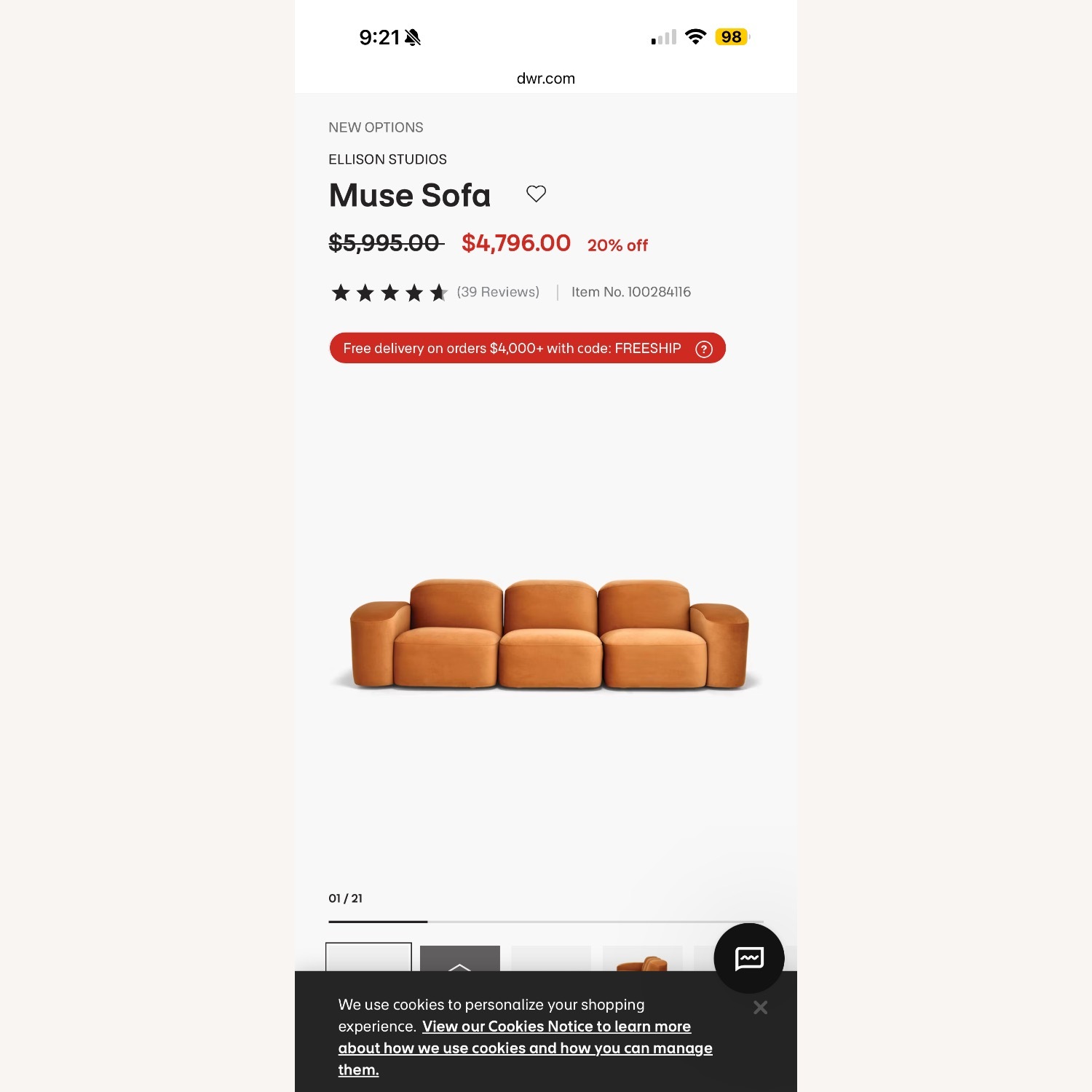 Design Within Reach Sarah Ellison Muse 3 Seater Sofa + Ottoman - image-9