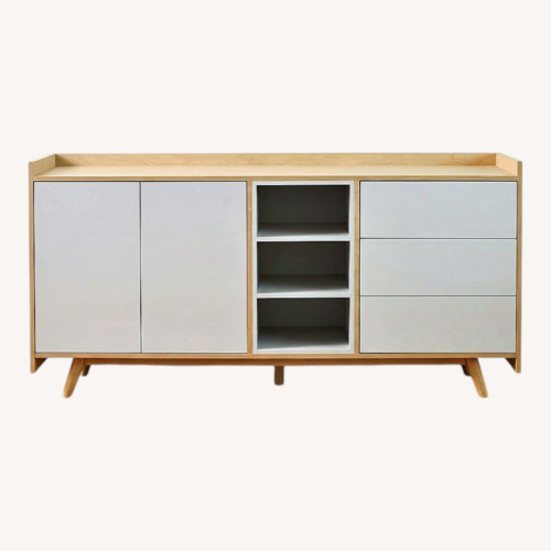 Used Modern Oak & White Sideboard Credenza  for sale on AptDeco