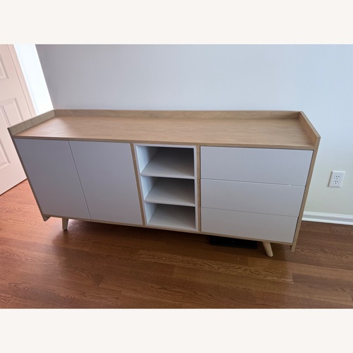 Used Modern Oak & White Sideboard Credenza  for sale on AptDeco