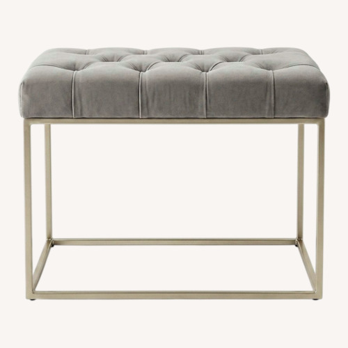 Used Target Button Tufted Ottoman with Metal Base for sale on AptDeco