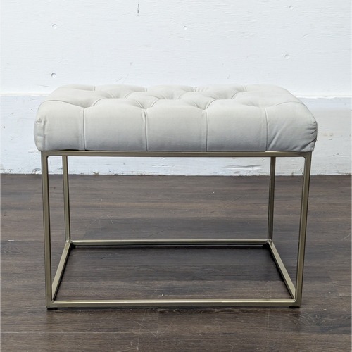 Used Target Button Tufted Ottoman with Metal Base for sale on AptDeco