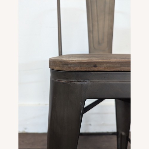 Used Pair of Metal Bar Stools with Wood Seats	 for sale on AptDeco