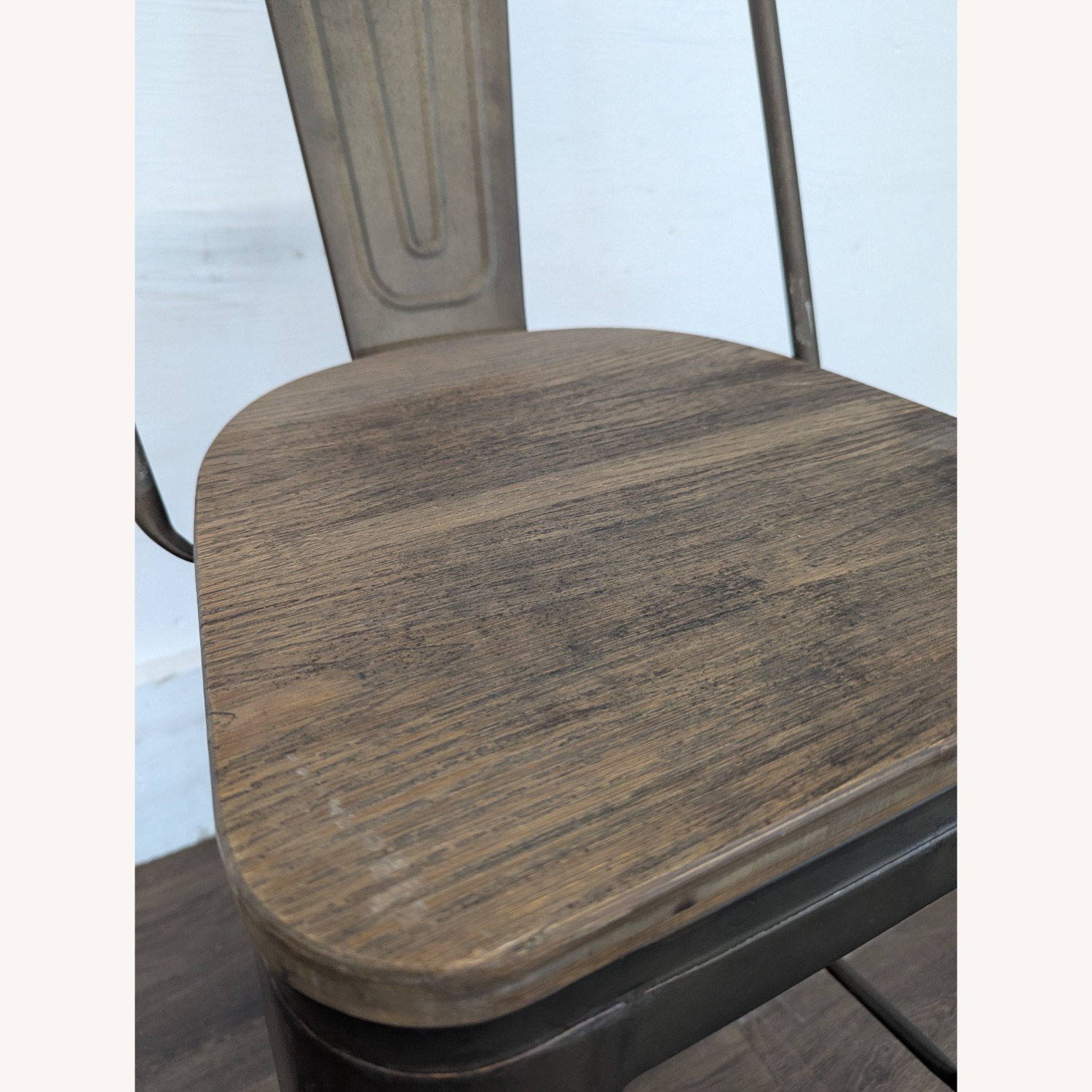 Pair of Metal Bar Stools with Wood Seats	 - image-2