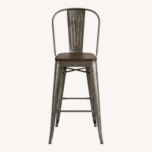 Used Pair of Metal Bar Stools with Wood Seats	 for sale on AptDeco