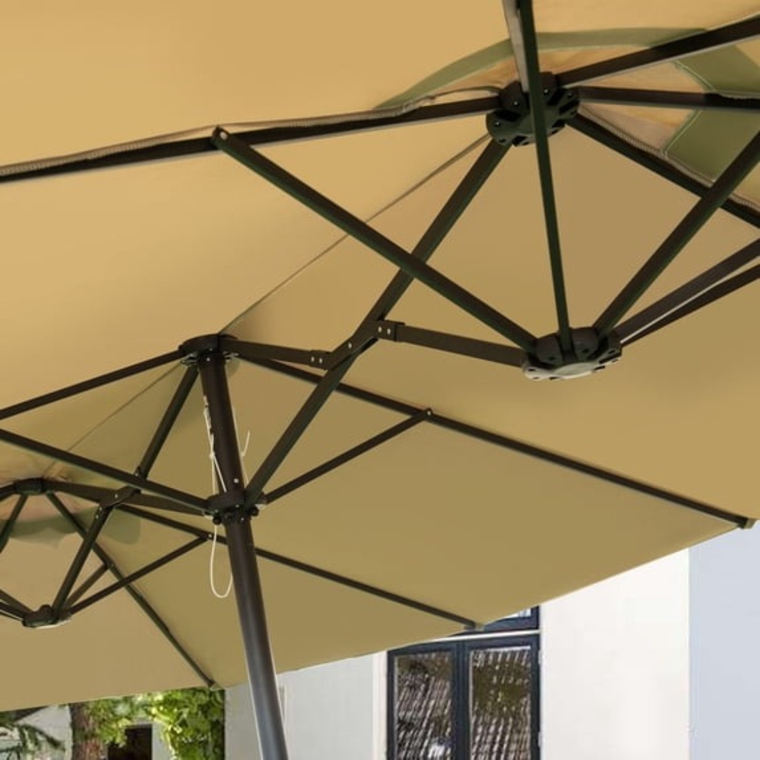 15' Double-Sided Twin Patio Umbrella with Crank - image-3