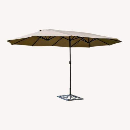 Used 15' Double-Sided Twin Patio Umbrella with Crank for sale on AptDeco