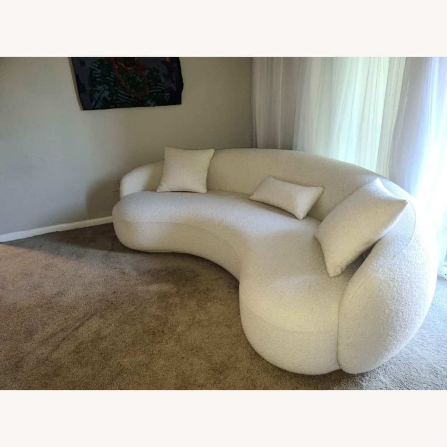 Amazon Modern Curved Boucle Sofa White 3+ Seater Sofa - image-2