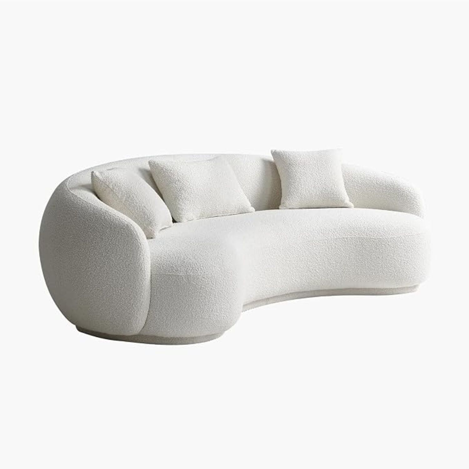 Amazon Modern Curved Boucle Sofa White 3+ Seater Sofa - image-5