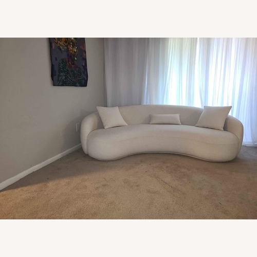 Used Amazon Modern Curved Boucle Sofa White 3+ Seater Sofa for sale on AptDeco
