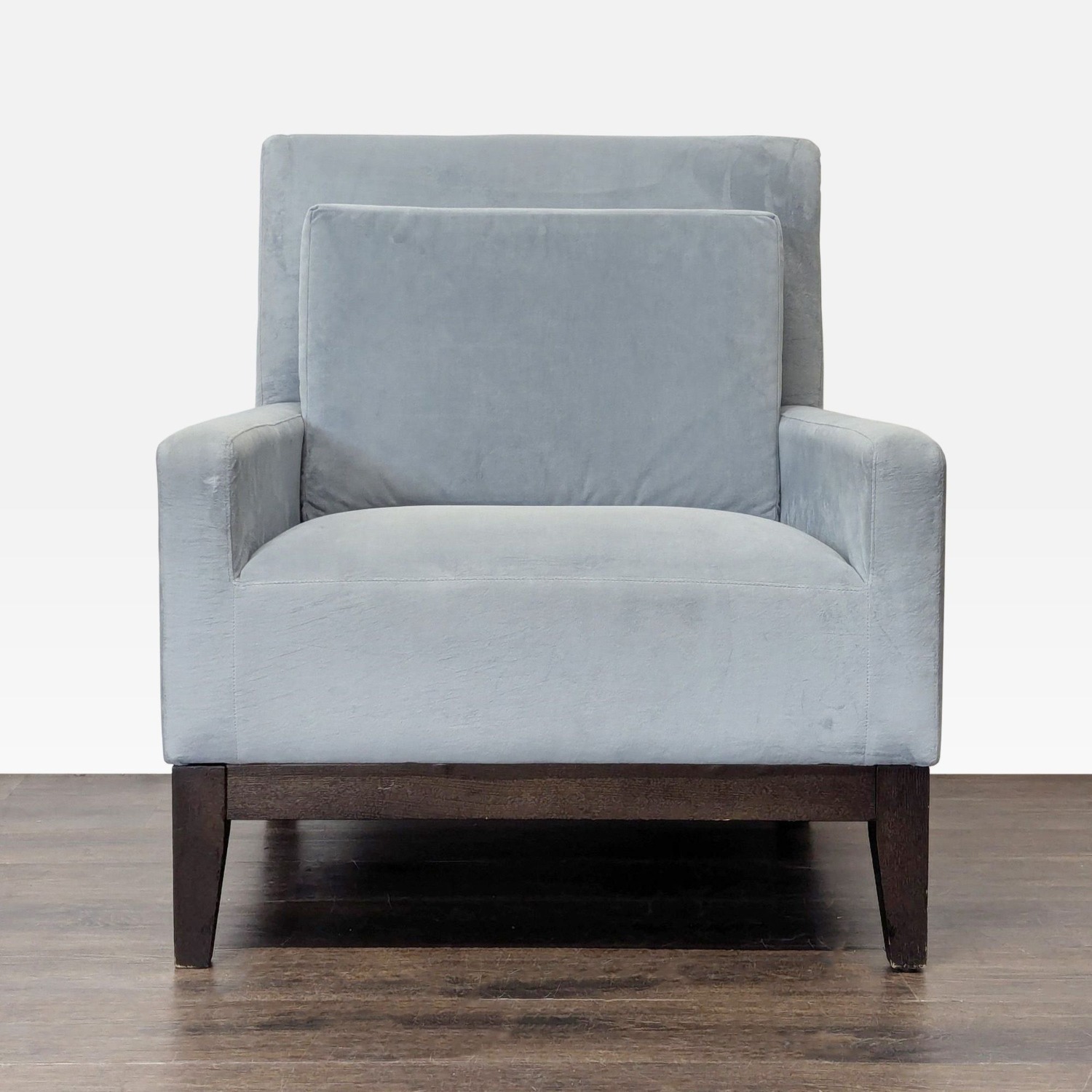 West Elm Gray Lounge Chair with Dark Wood Legs - image-6