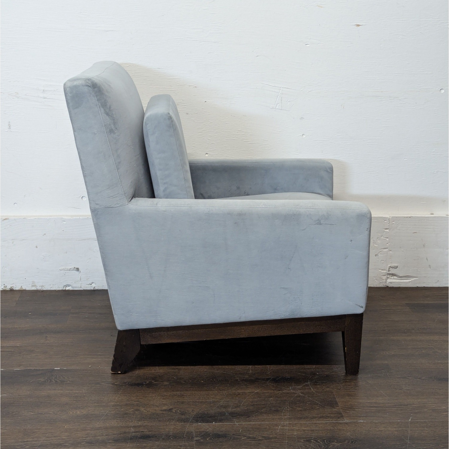 West Elm Gray Lounge Chair with Dark Wood Legs - image-1