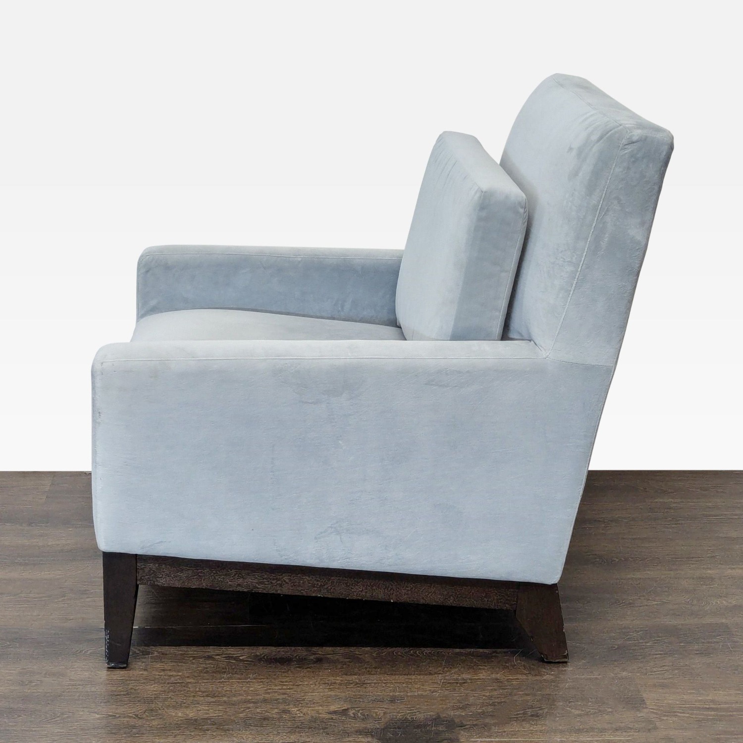 West Elm Gray Lounge Chair with Dark Wood Legs - image-4