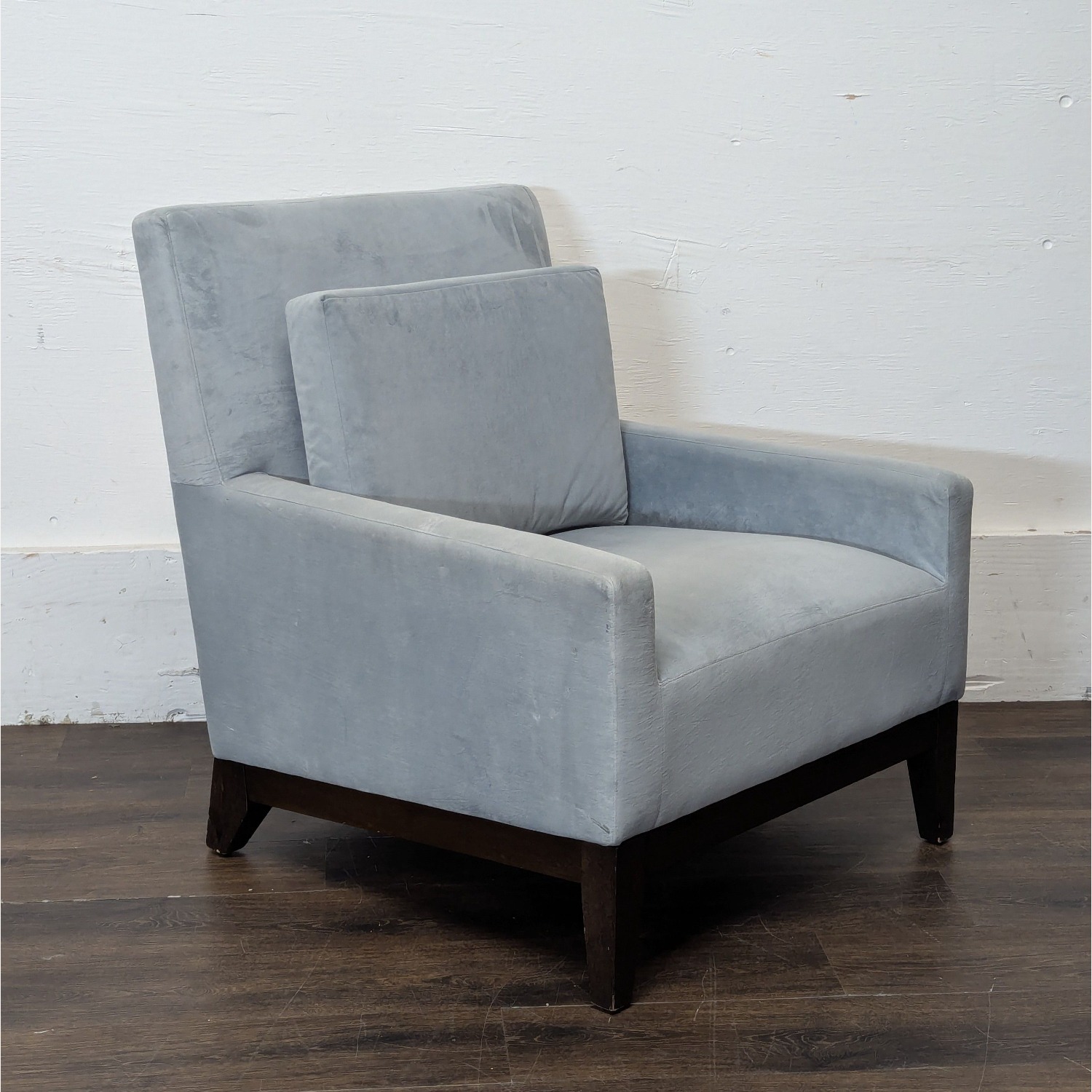 West Elm Gray Lounge Chair with Dark Wood Legs - image-2