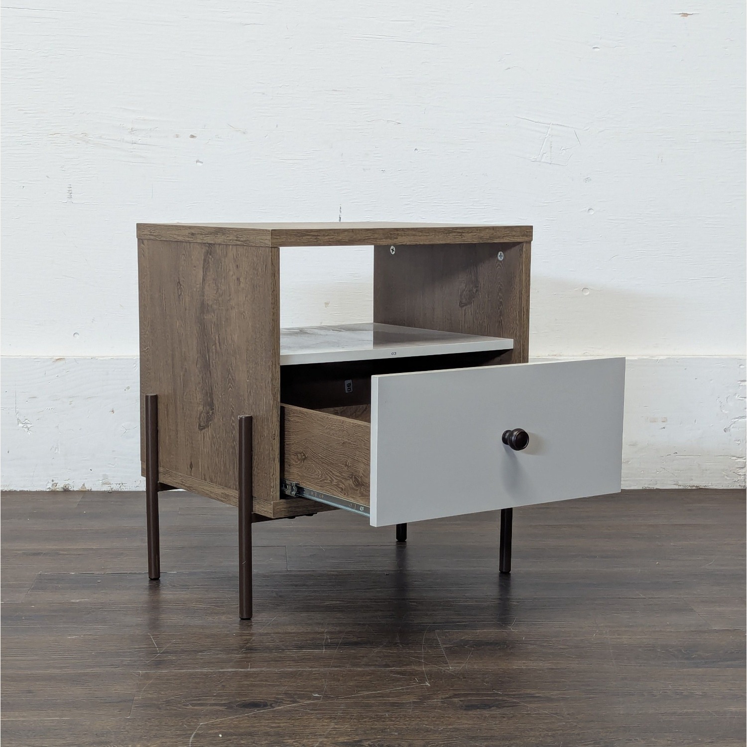 One Drawer Nightstand with Open Shelf	 - image-3